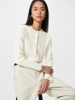 Mini Cable Crew Neck Cardigan