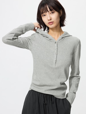 Hoodie Ribbed Long Sleeve