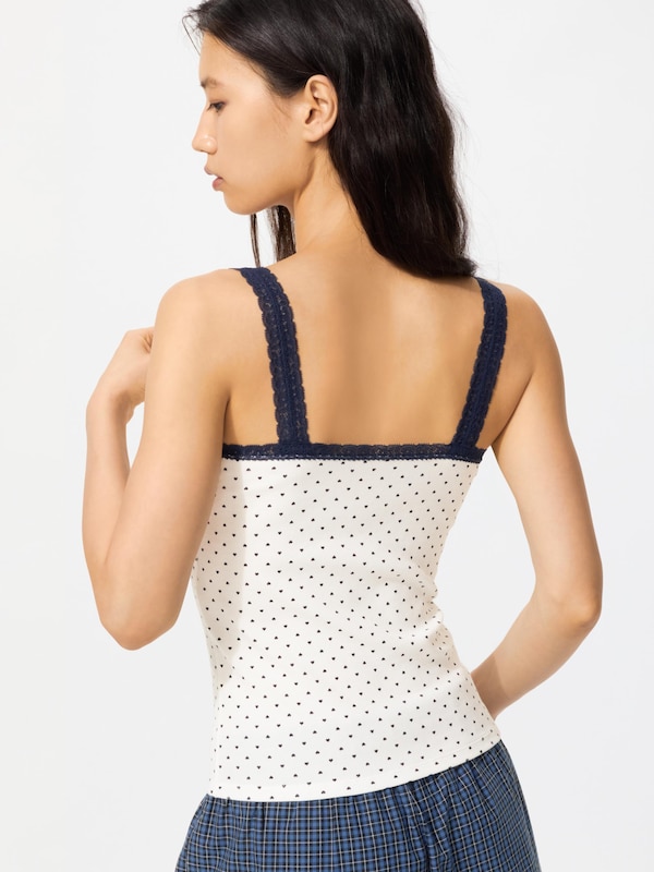 Ribbed Lace V Neck Camisole