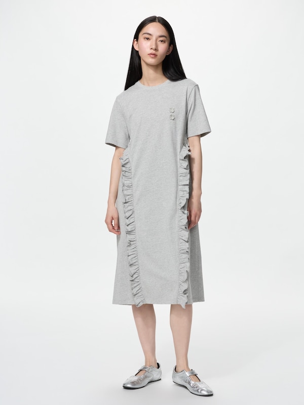 Gaun T-Shirt Frill Lengan Pendek