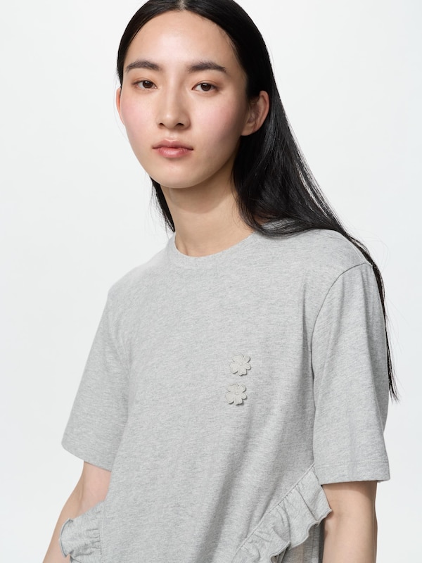 Gaun T-Shirt Frill Lengan Pendek