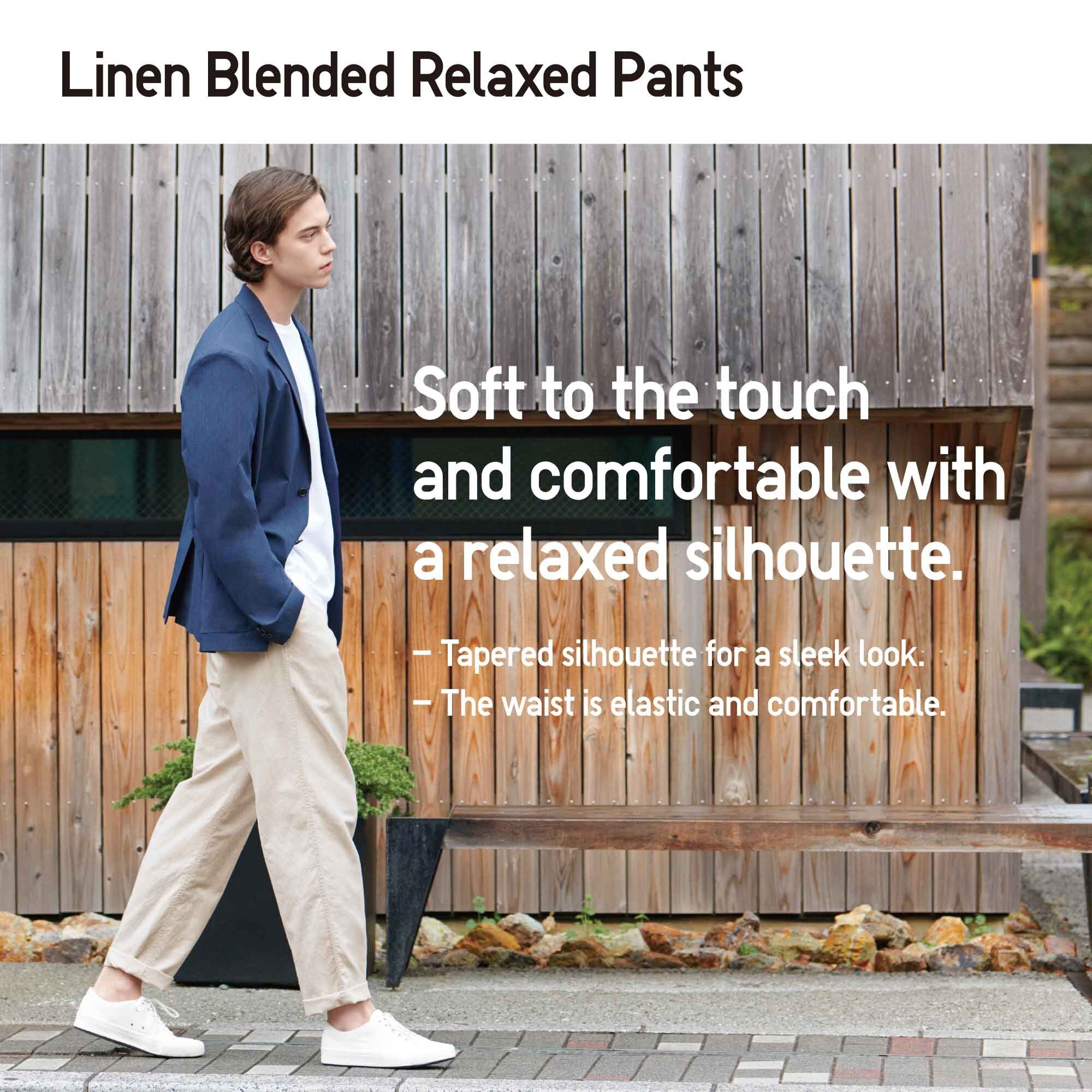 Men linen blended relaxed pants Clearance