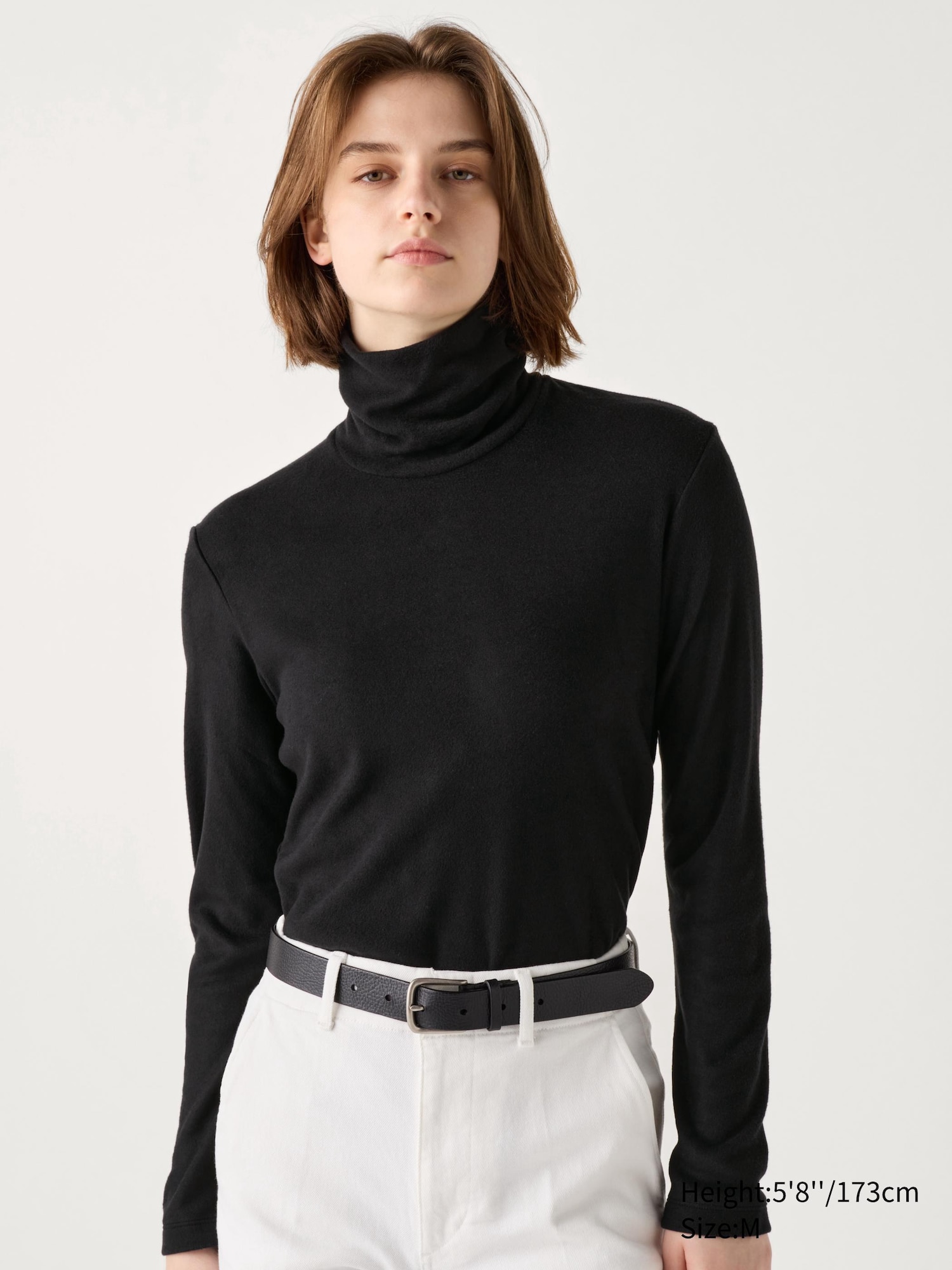 Check styling ideas for「HEATTECH Fleece Turtleneck Long Sleeve T-Shirt ...