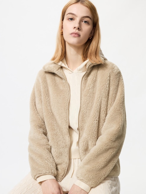 WOMEN'S FLUFFY YARN FLEECE FULL-ZIP JACKET UNIQLO IN