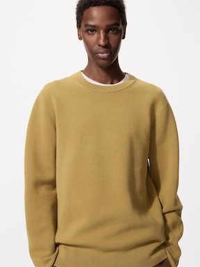 WASHABLE MILANO RIBBED CREW NECK SWEATER UNIQLO IN