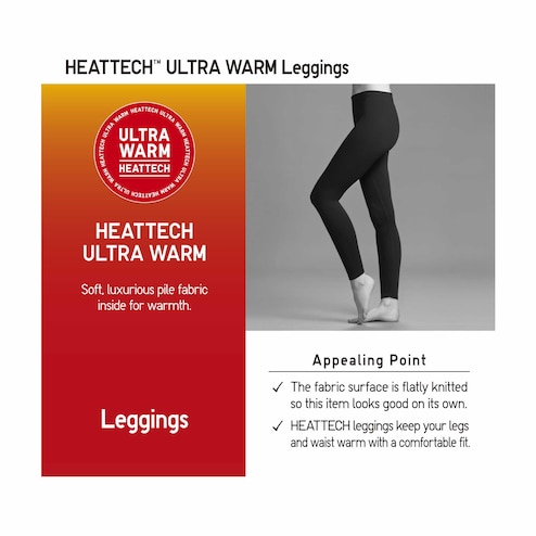 2 X Uniqlo Women's HEATTECH Extra Warm Ribbed Thermal Leggings XS Black for  sale online