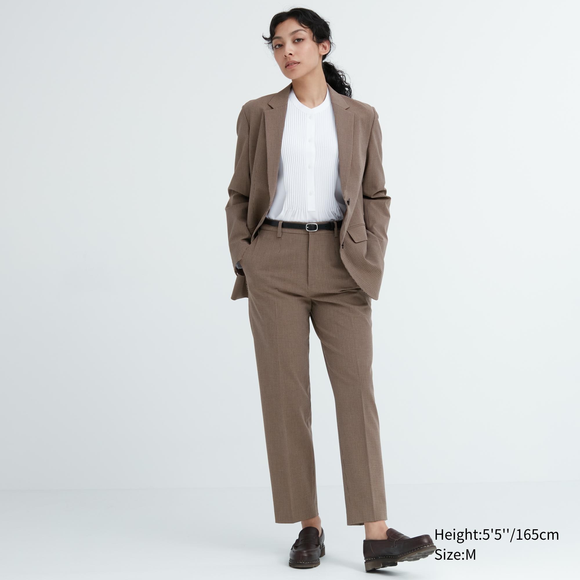 WOMENS SMART ANKLE TROUSERS CHECKED  UNIQLO IN
