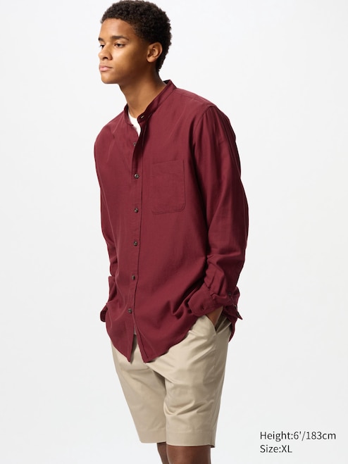 For Men Chinese Collar Polo Long Sleeves MEN'S SOFT TWILL STAND