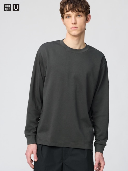 AIRISM COTTON LONG SLEEVE CREW NECK T-SHIRT UNIQLO IN