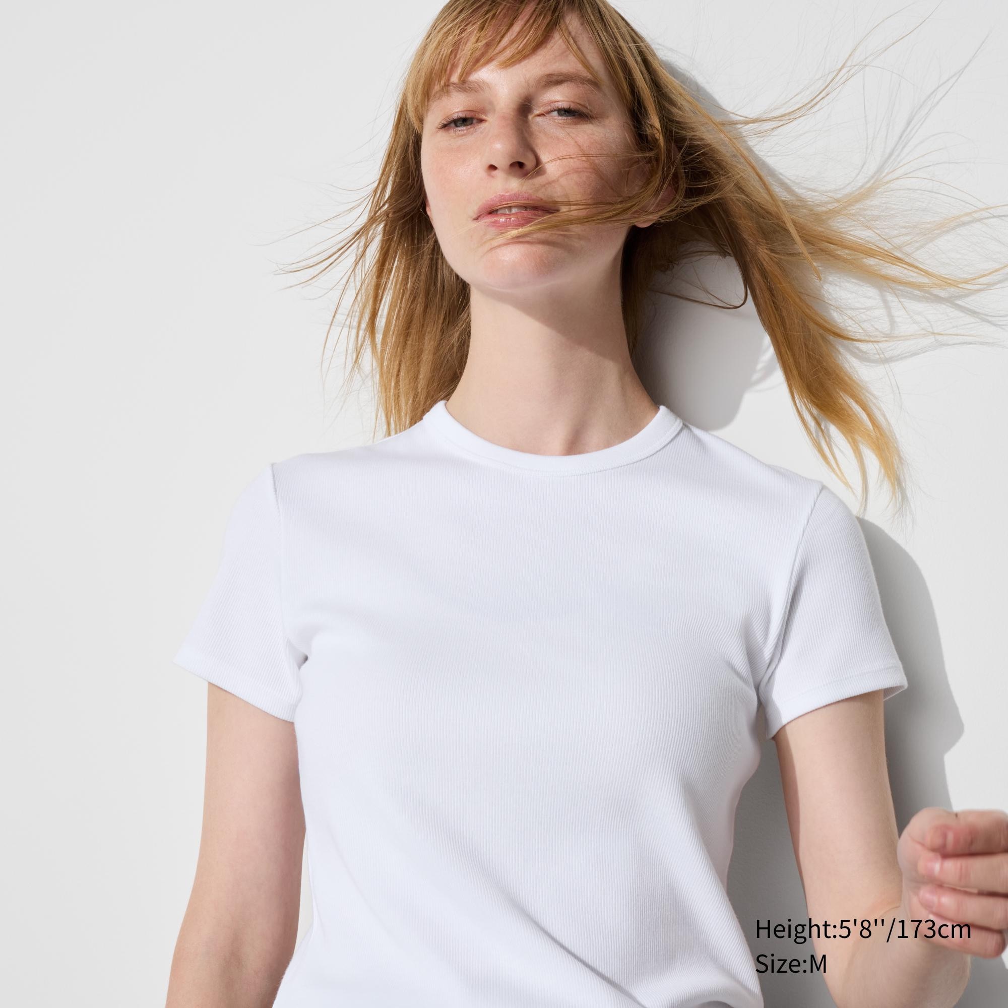 Check styling ideas for「Soft Ribbed Short Sleeve Crew Neck T-Shirt ...