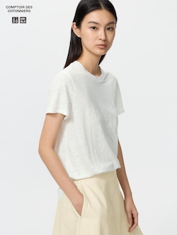 Linen Crew Neck Short Sleeve T-Shirt