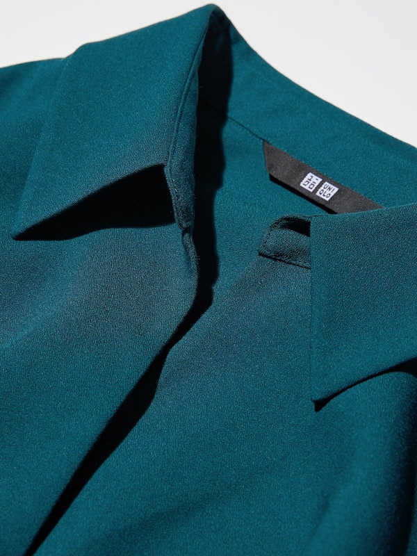 Rayon Skipper Collar Blouse 3/4 Sleeve