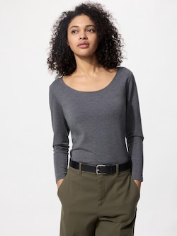 Extra Warm HEATTECH Cotton Scoop Neck T