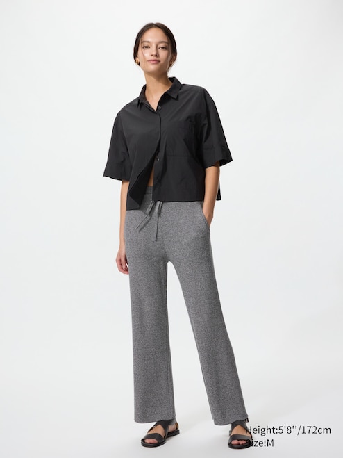 WOMEN'S WASHABLE KNIT RIBBED PANTS UNIQLO IN