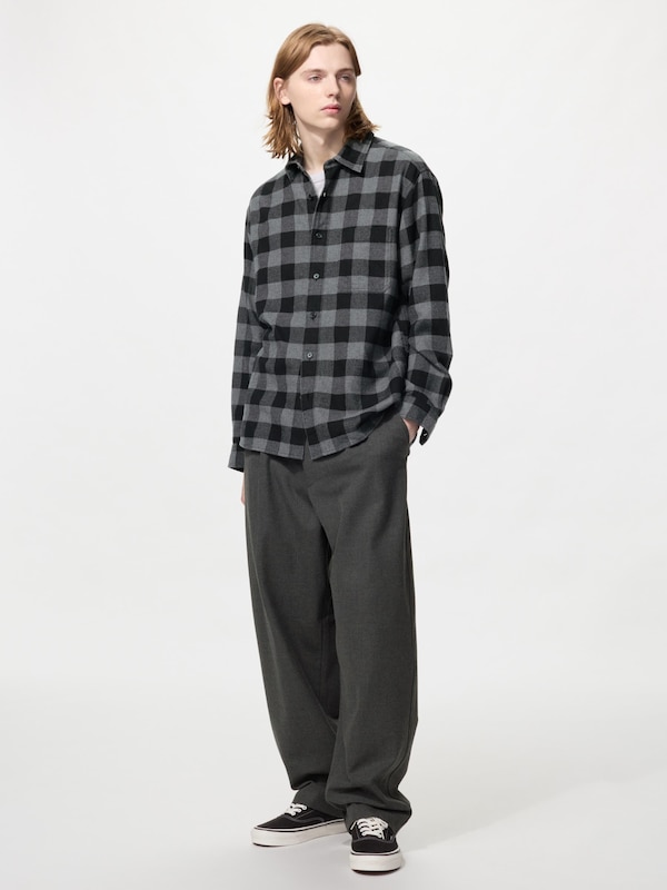 Flannel Checked Shirt Long Sleeve Regular Collar