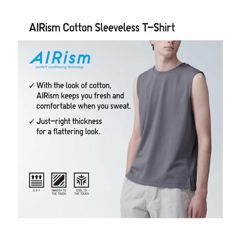 MEN'S AIRISM COTTON SLEEVELESS T-SHIRT