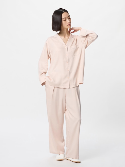 WOMEN'S SATIN PAJAMAS LONG SLEEVE UNIQLO IN