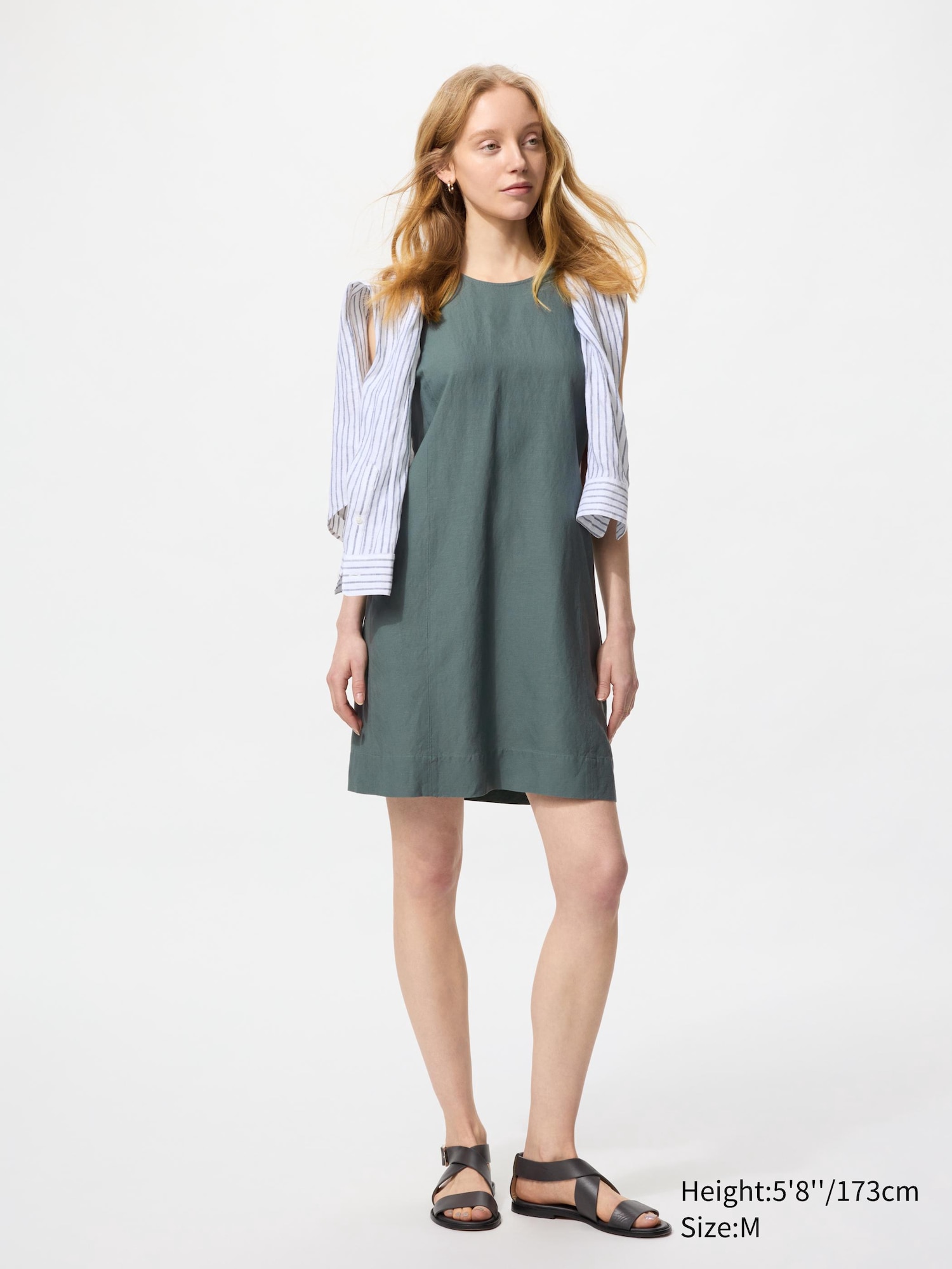 Linen Blend Mini Dress Sleeveless