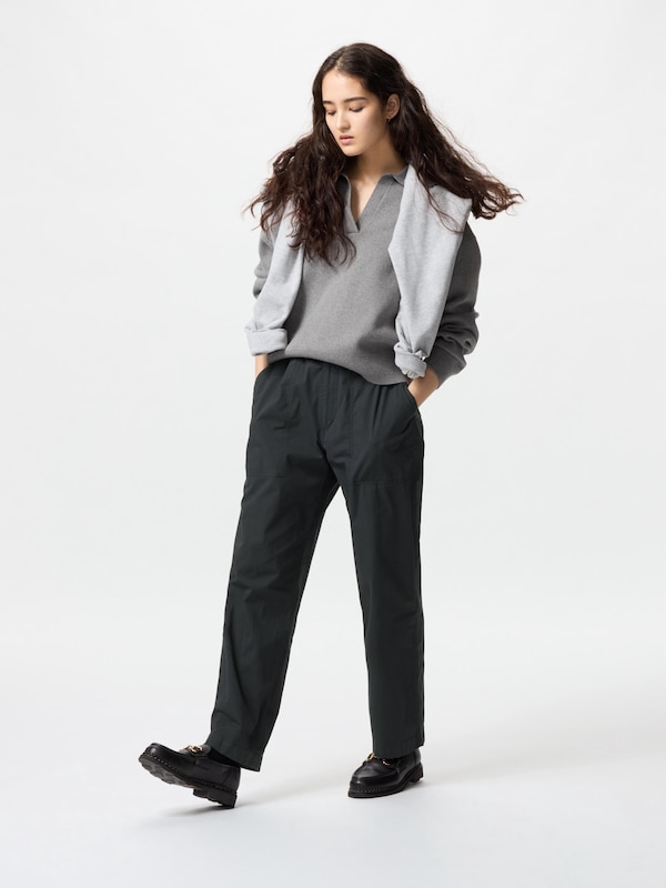 Stretch waist ribbed easy pants