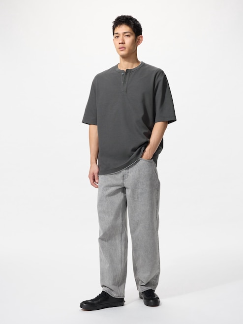 MEN'S WAFFLE HENLEY T-SHIRT UNIQLO IN