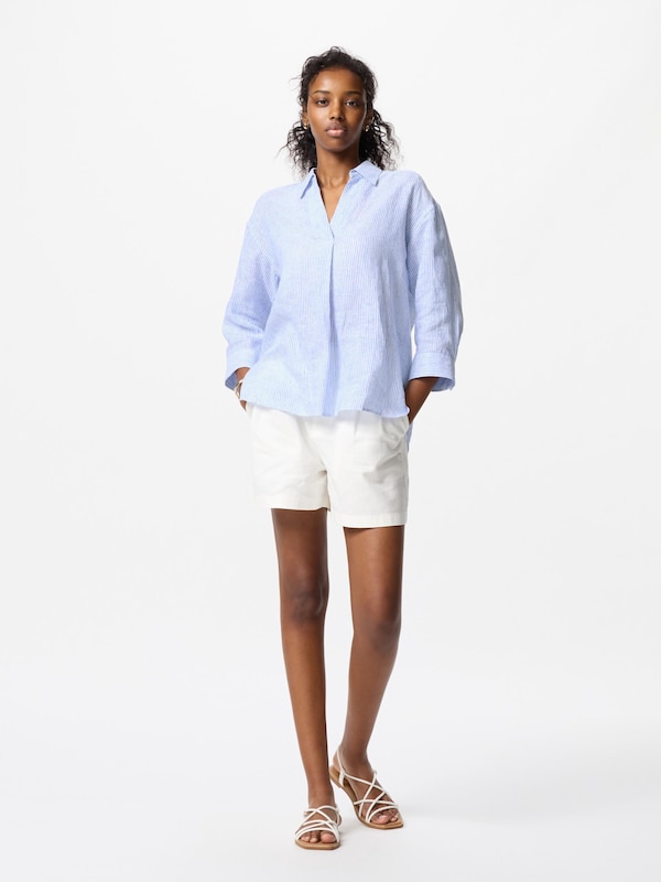 Premium Linen Skipper Collar Shirt 3/4 Sleeve
