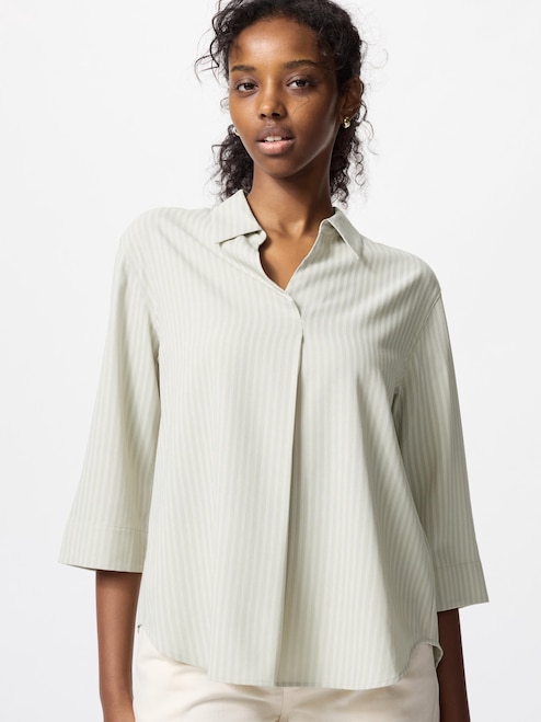 WOMEN'S RAYON SKIPPER COLLAR BLOUSE 3/4 SLEEVE UNIQLO IN