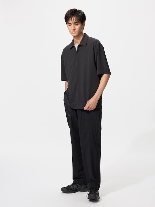 Wash Cotton Half Zip Polo Shirt