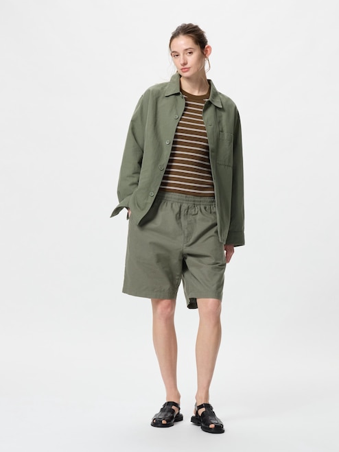 MEN'S COTTON LINEN SHIRT JACKET LONG SLEEVE UNIQLO IN