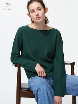 3D Knit Cotton Boat Neck Top