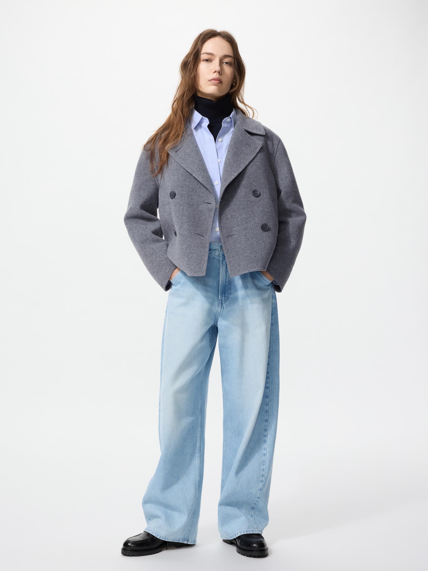 Women's Double Face Short Coat Relaxed Fit | UNIQLO IN