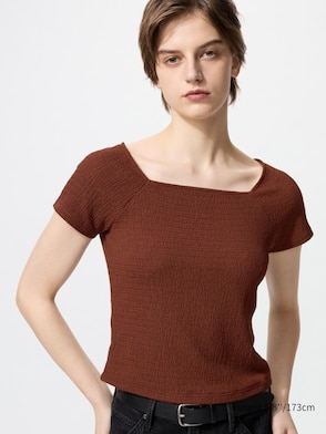 Textured Square Neck T-Shirt