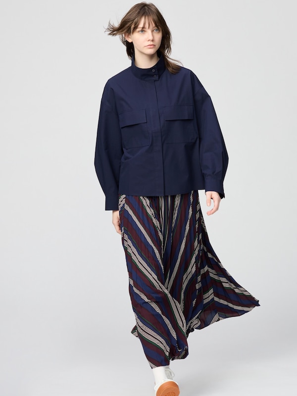 Cotton Stand Collar Shirt Jacket