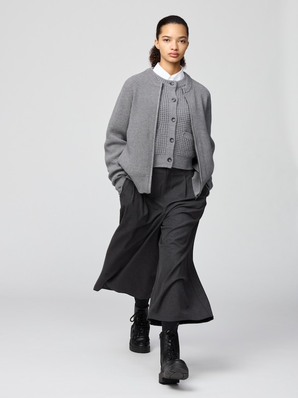 Crew Neck Full-Zip Cardigan