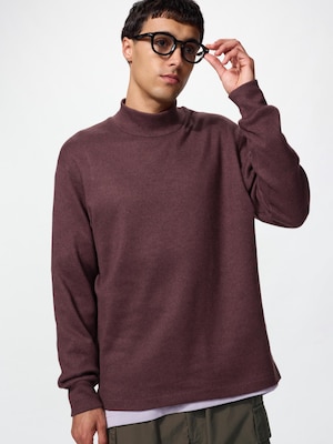 Soft Knit Fleece Mock Neck T-Shirt