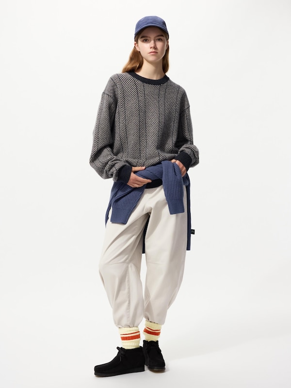 Lambswool Herringbone Crew Neck Sweater