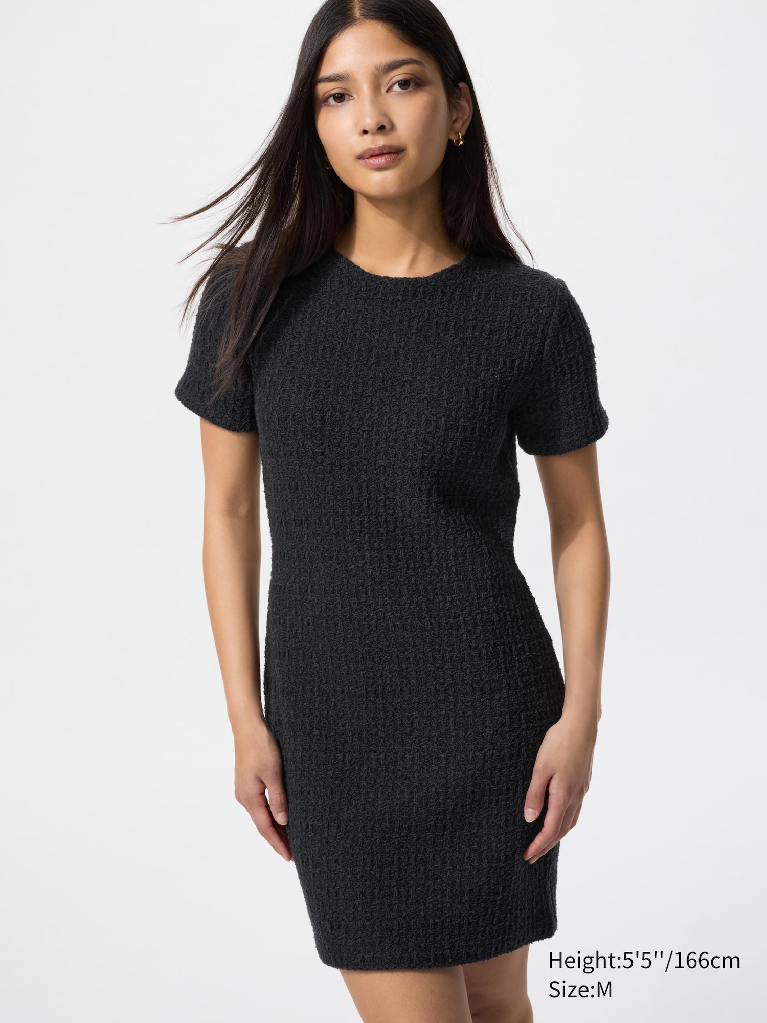 Tweed Knit Mini Dress Short Sleeve