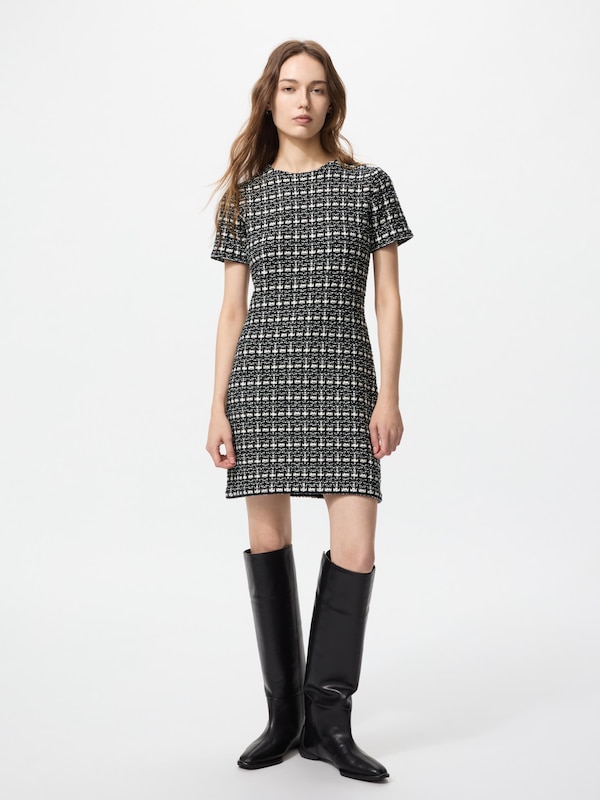 Tweed Knit Mini Dress Short Sleeve