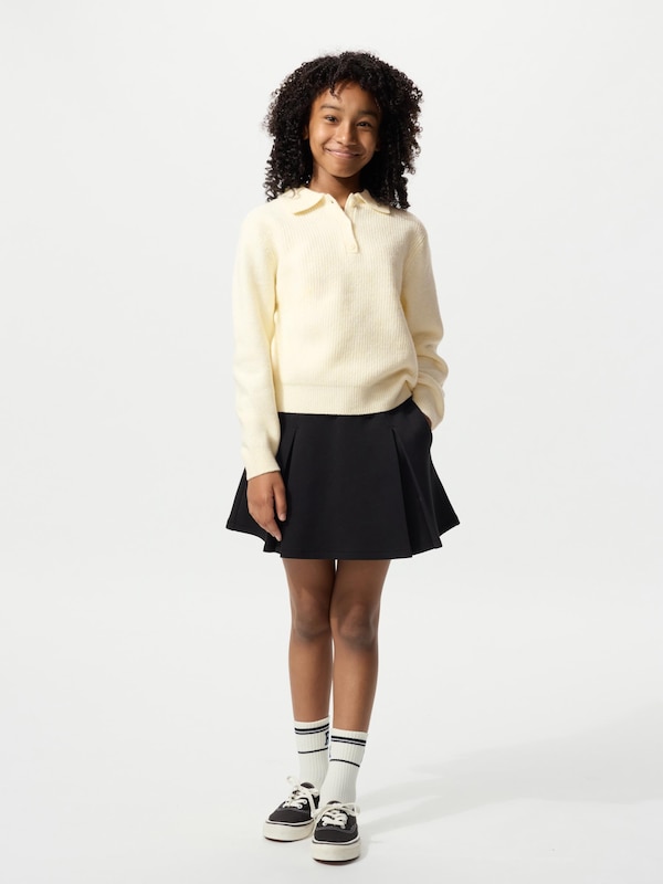 GIRLS Souffle Yarn Polo Sweater