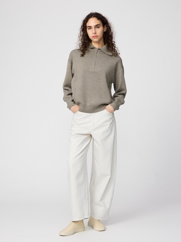 Double Face Knit Half Zip Sweater
