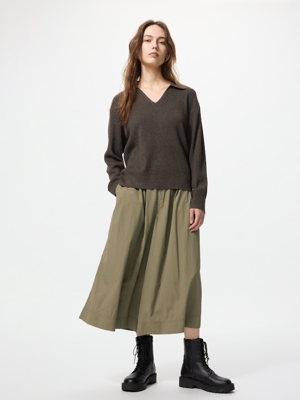 Washable Knit Ribbed Polo Sweater