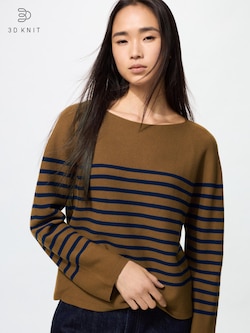 3D Knit Cotton Boat Neck Top
