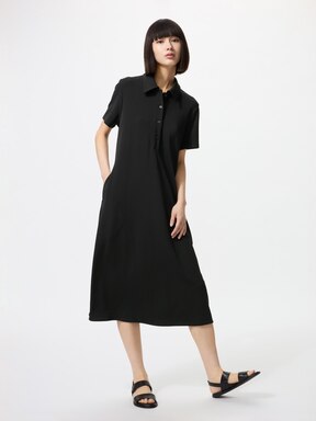 Pink Women's Soft Cotton Polo Dress Polo Shirt Dress Gap Polo Mini Dress  WOMEN'S CREPE JERSEY POLO DRESS SHORT SLEEVE UNIQLO IN