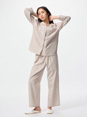 XULEN Women's 2-Piece Pajama Set - Soft Beige Short Sleeve Top & Pants, Polyester/Spandex Blend