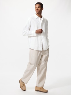 Linen Blend Easy Pants (Striped)