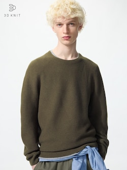Washable 3D Knit Crew Neck Sweater