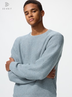 Washable 3D Knit Crew Neck Sweater