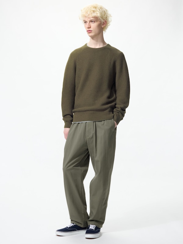 Washable 3D Knit Crew Neck Sweater