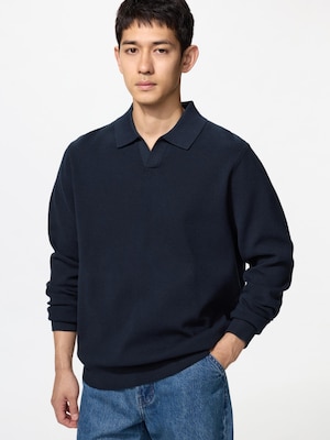 Washable Milano Ribbed Skipper Polo Sweater