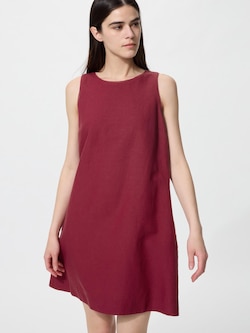 Linen Blend Mini Dress Sleeveless