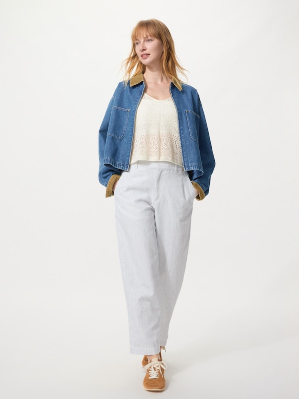 Linen Cotton Tapered Pants (Striped)